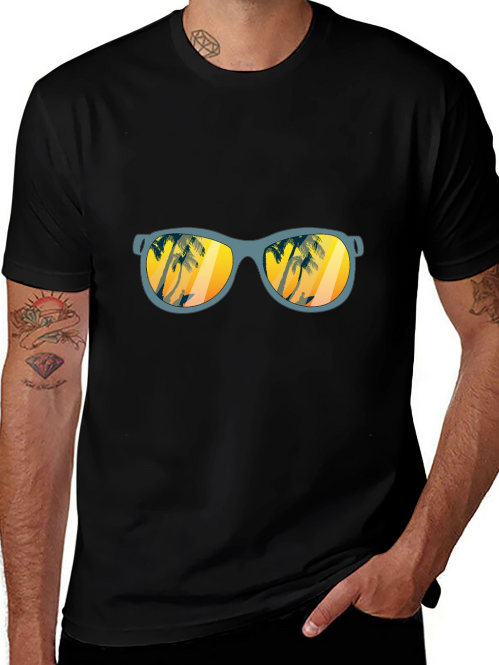Sunset Beach Sunglasses Graphic T-Shirt