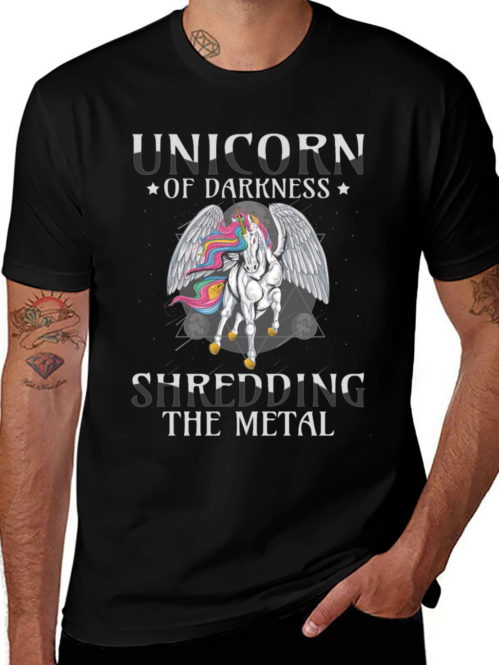 Unicorn of Darkness Shredding Metal T-Shirt