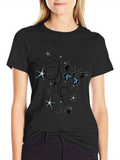 Butterfly & Stars Graphic Black T-Shirt