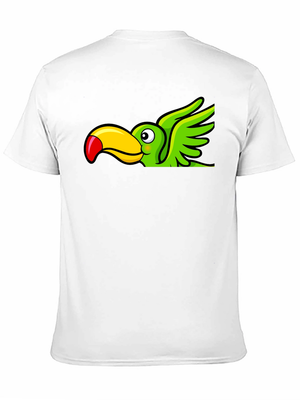 Cartoon Toucan Bird Graphic Tee - Black Cotton Blend