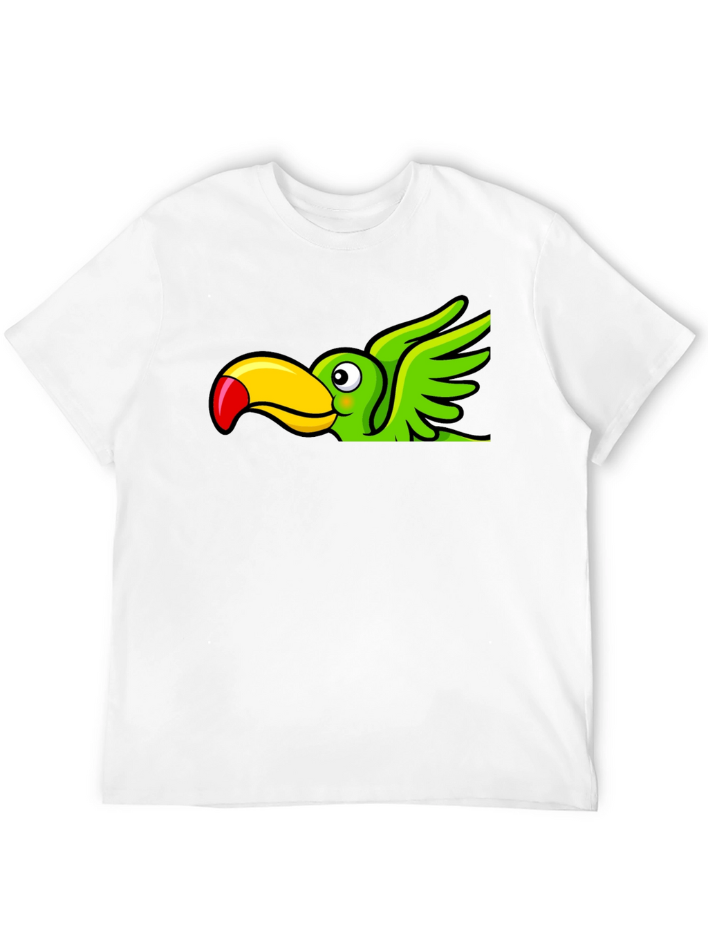 Cartoon Toucan Bird Graphic Tee - Black Cotton Blend