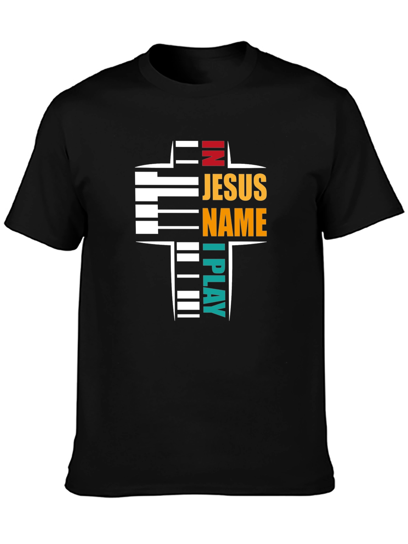 In Jesus Name I Play Piano Christian Graphic T-Shirt