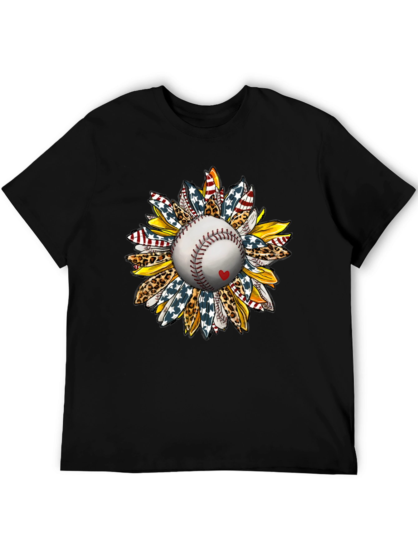 Baseball Sunflower Graphic T-Shirt