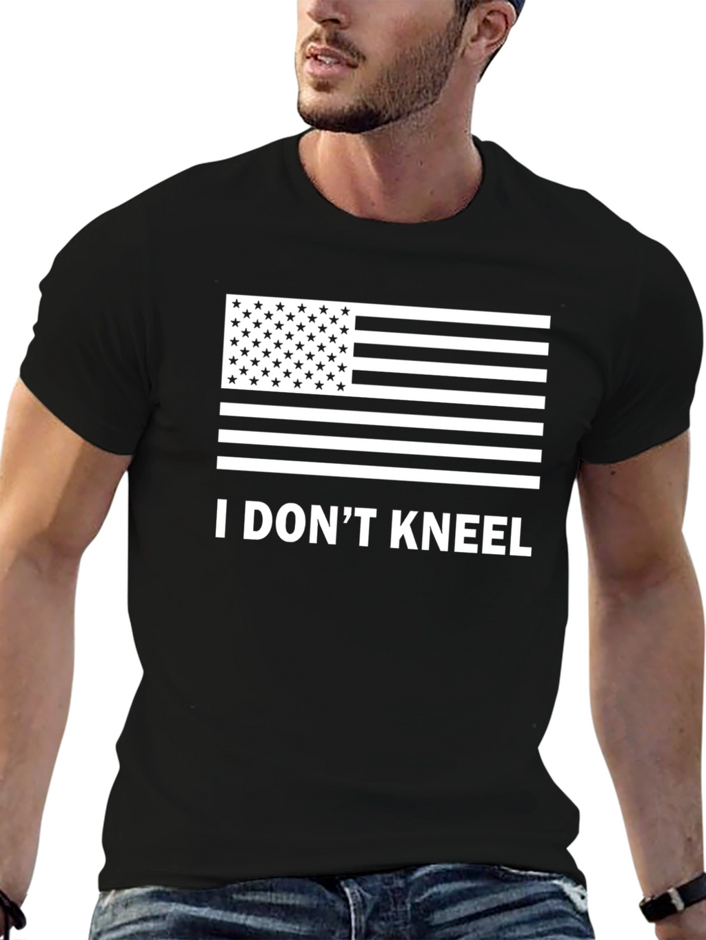 I Dont Kneel Patriotic T-Shirt - Black