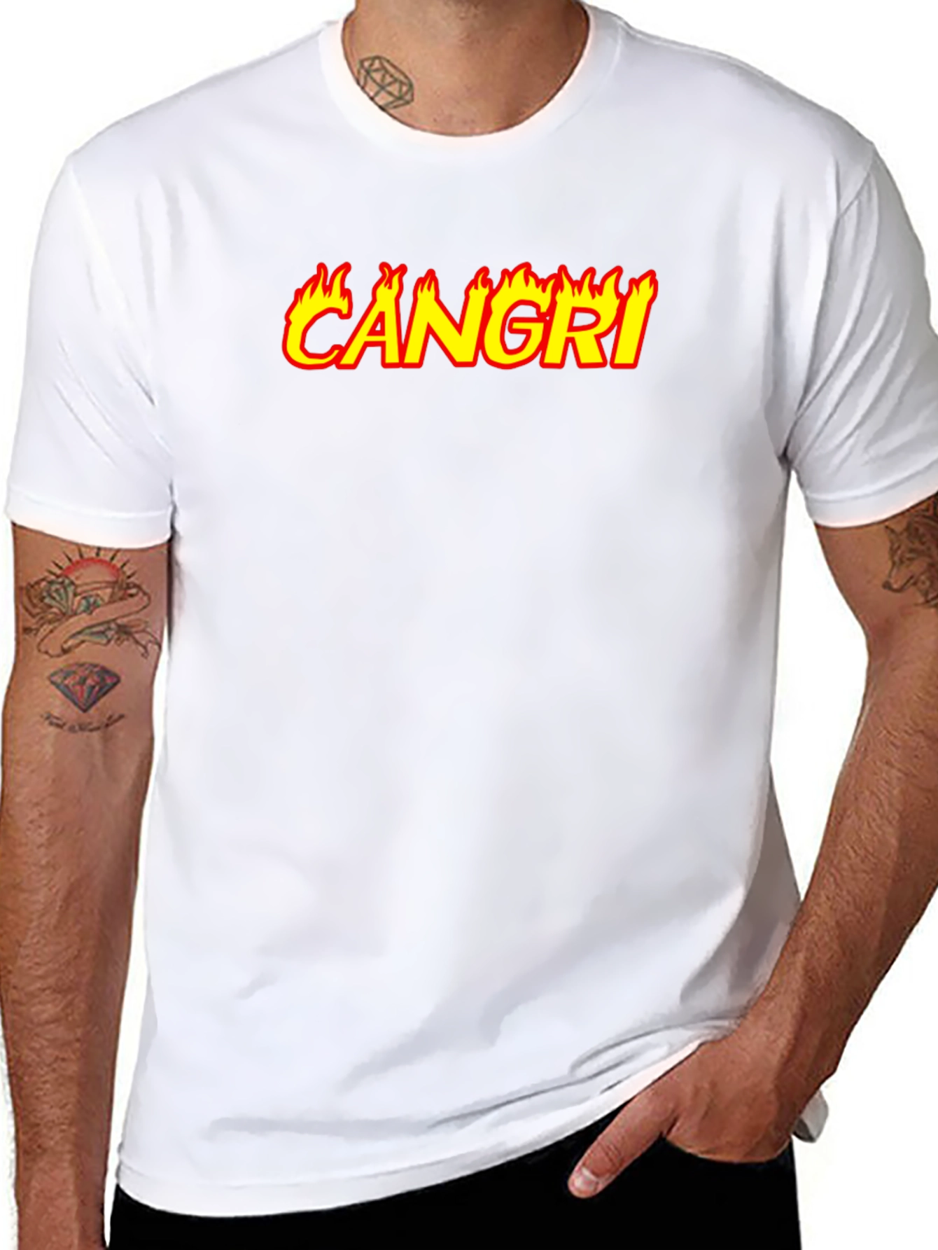 CAN GRI Flame Graphic Black T-Shirt
