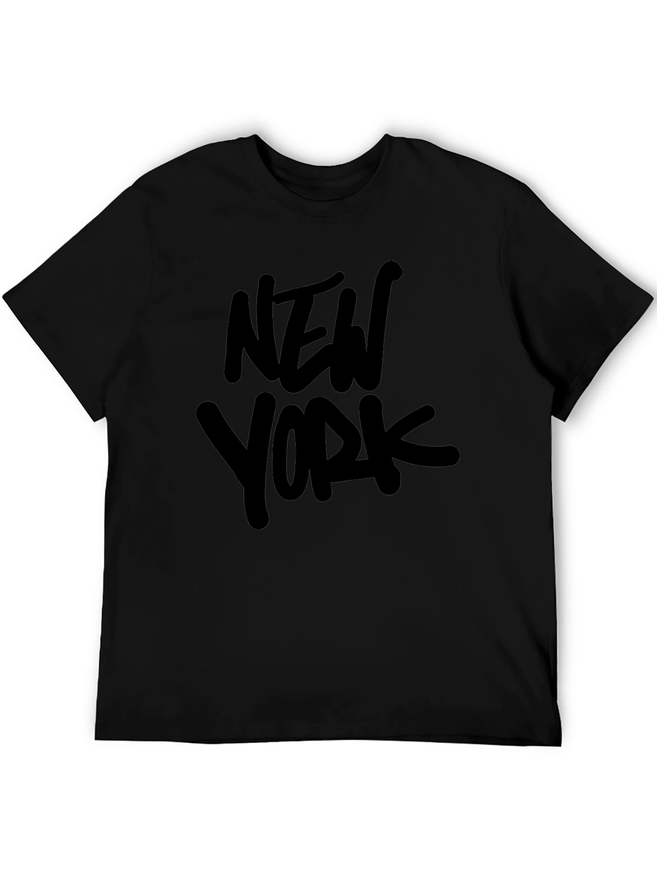 New York Graphic Tee - Black Cotton Casual T-Shirt