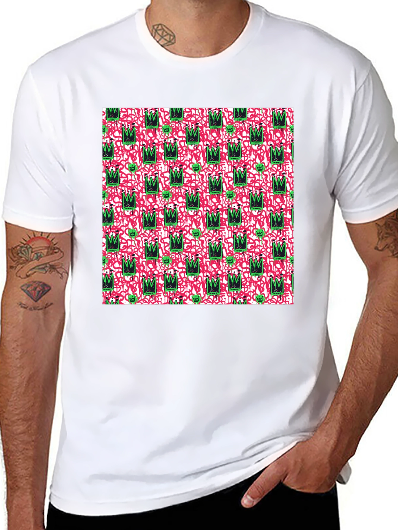 Abstract Crown Graphic Tee - Funky Style