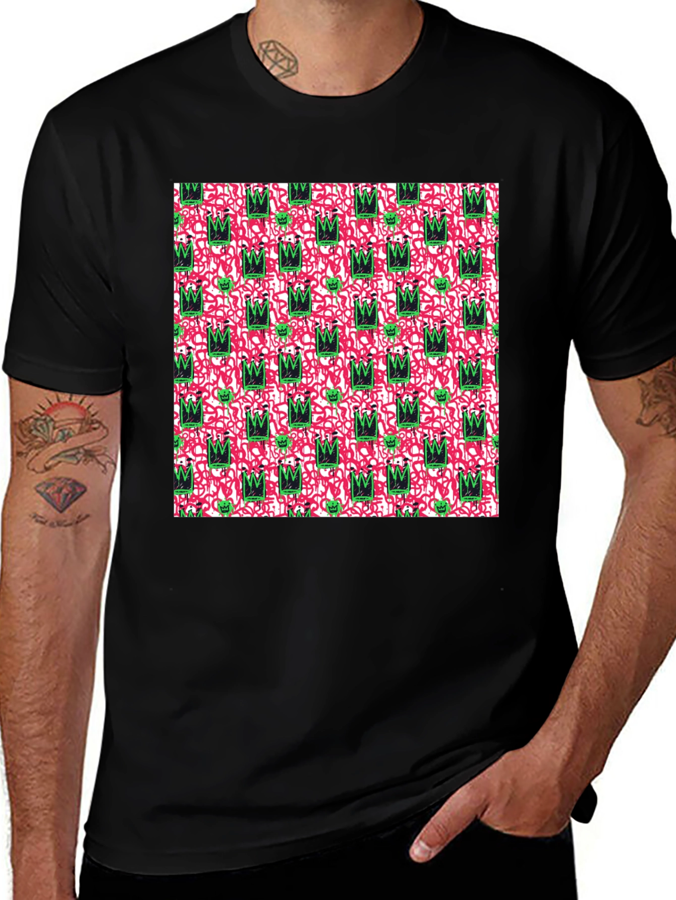 Abstract Crown Graphic Tee - Funky Style