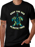 Keep The Sea Plastic Free Turtle Graphic Tee