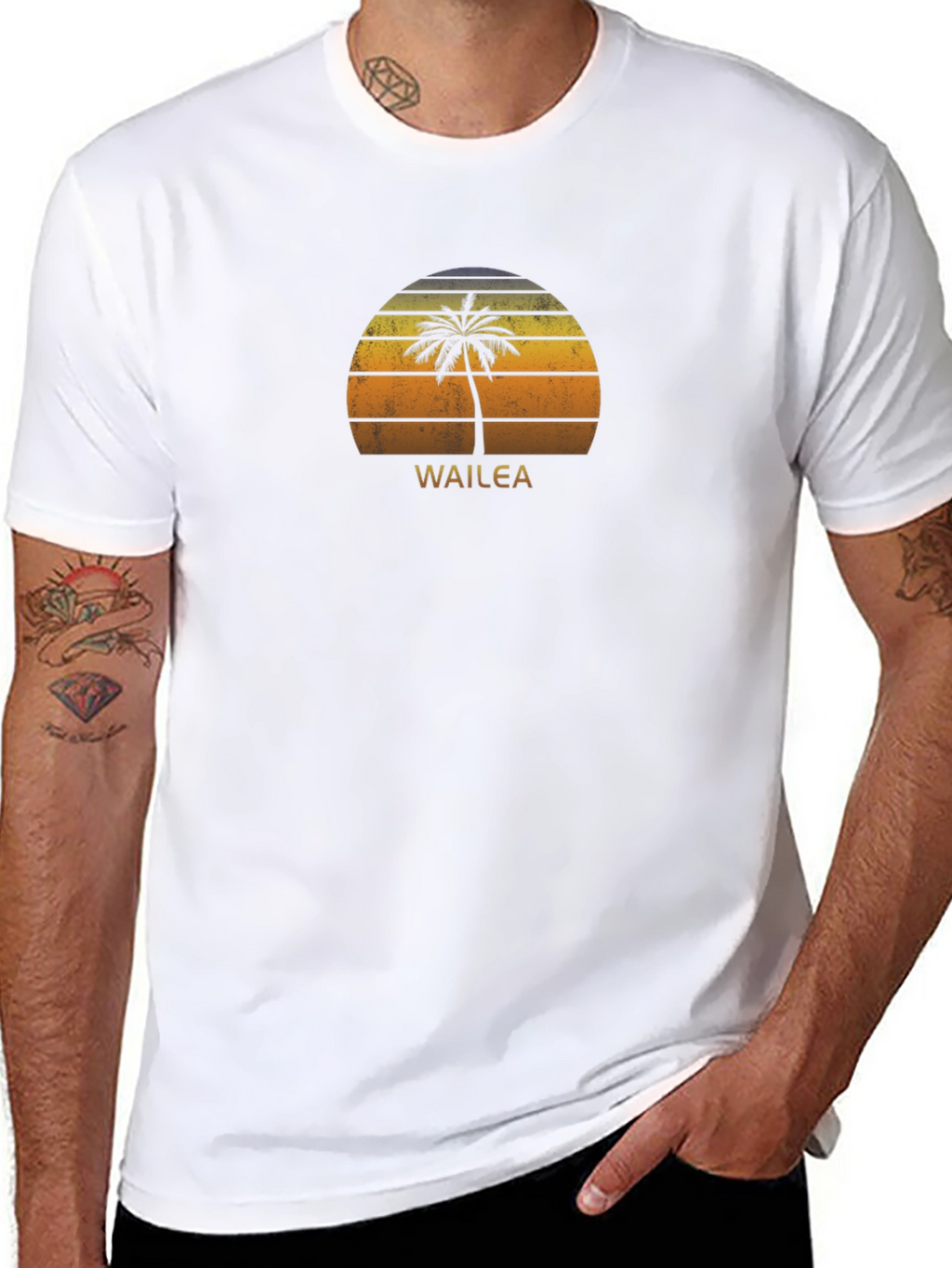 Wailea Palm Tree Sunset Graphic Tee - Black