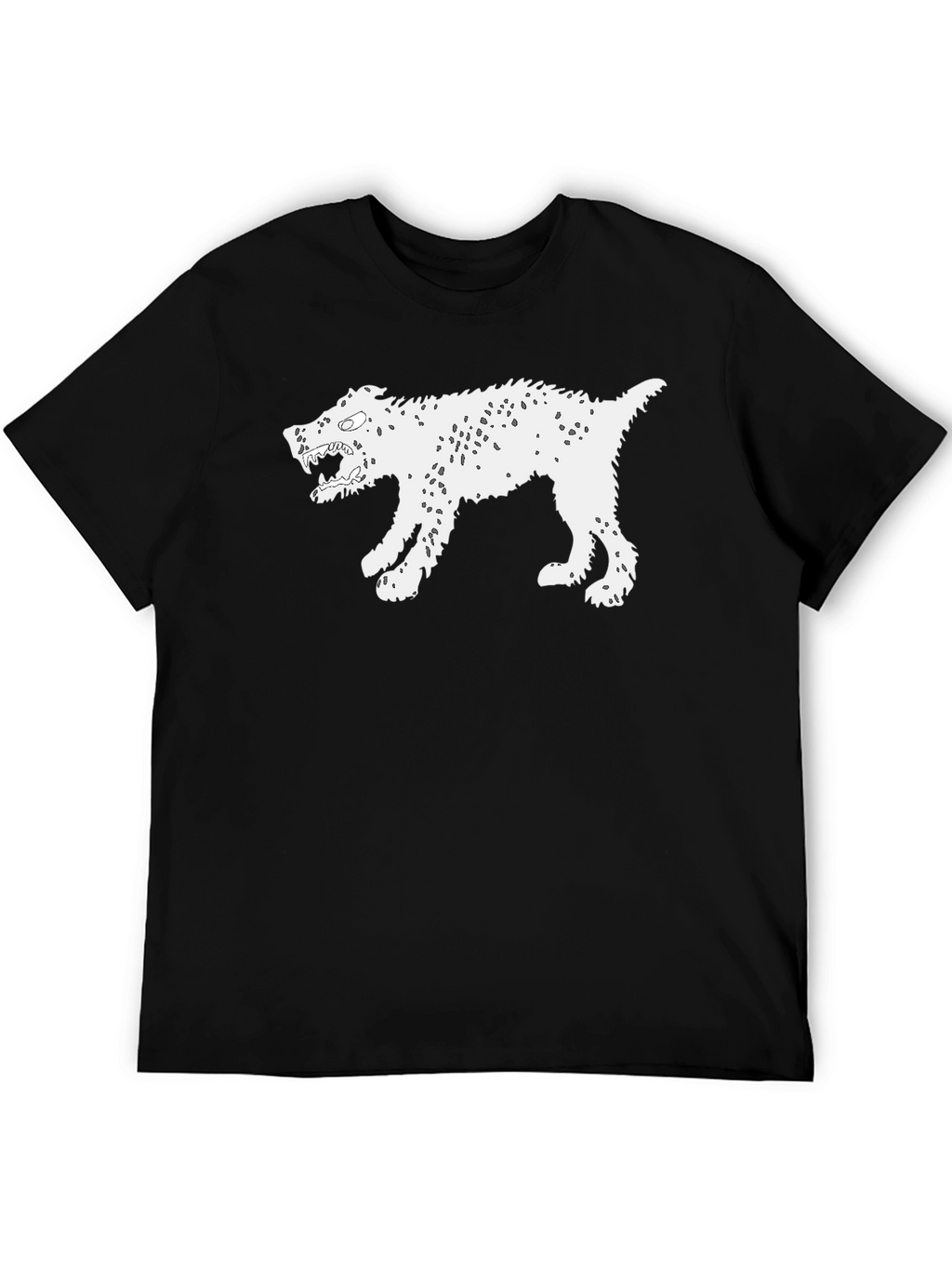 Mens Black T-Shirt with White Monster Dog Graphic