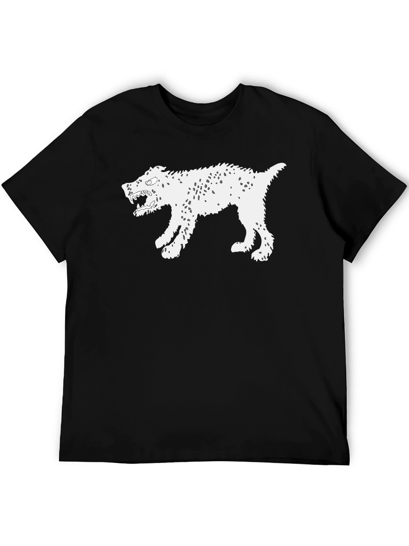 Mens Black T-Shirt with White Monster Dog Graphic