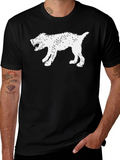Mens Black T-Shirt with White Monster Dog Graphic