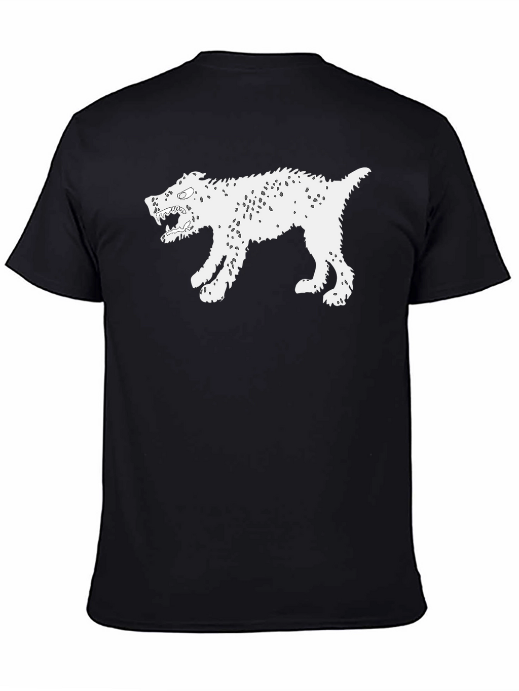 Mens Black T-Shirt with White Monster Dog Graphic
