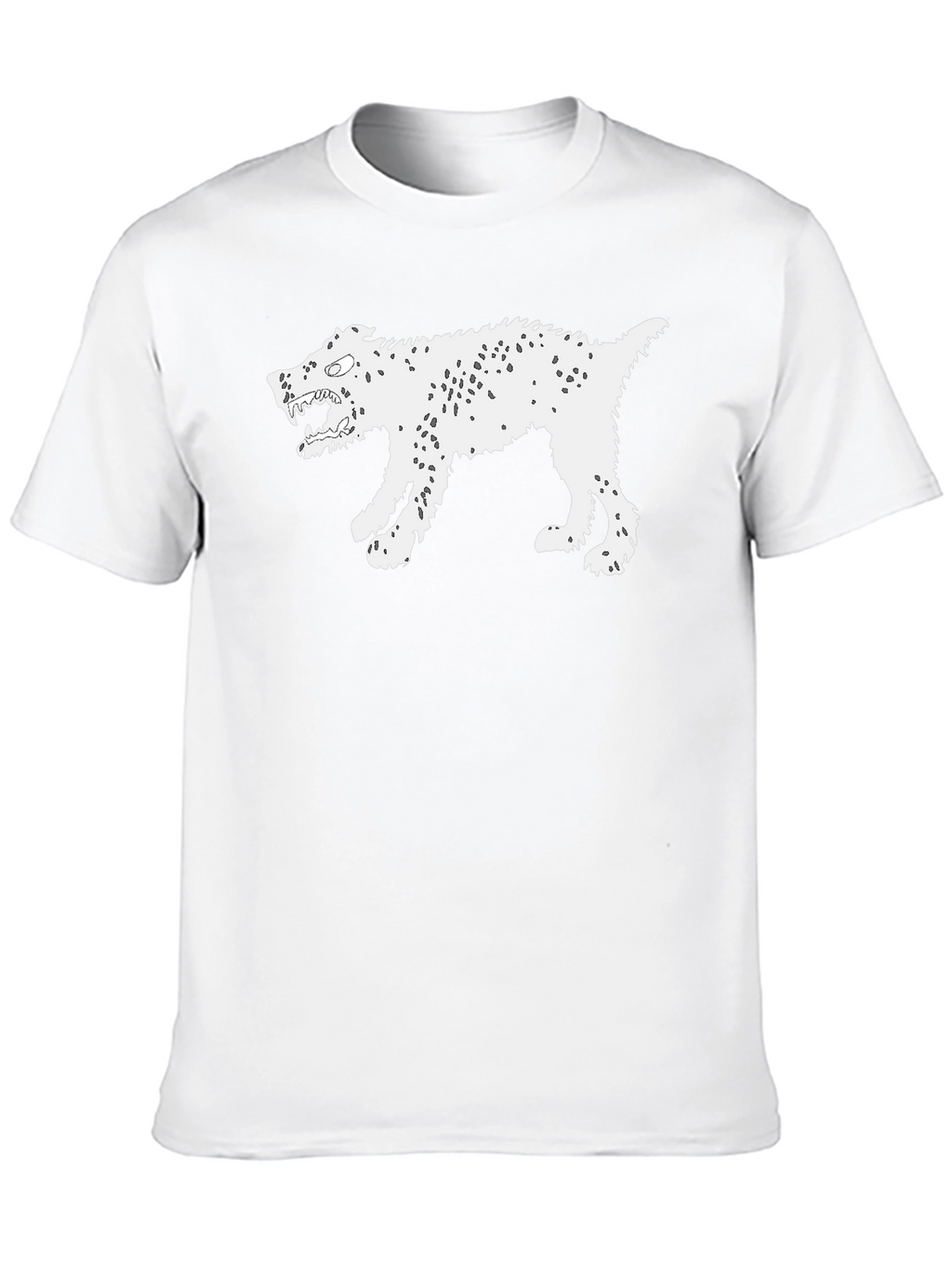 Mens Black T-Shirt with White Monster Dog Graphic