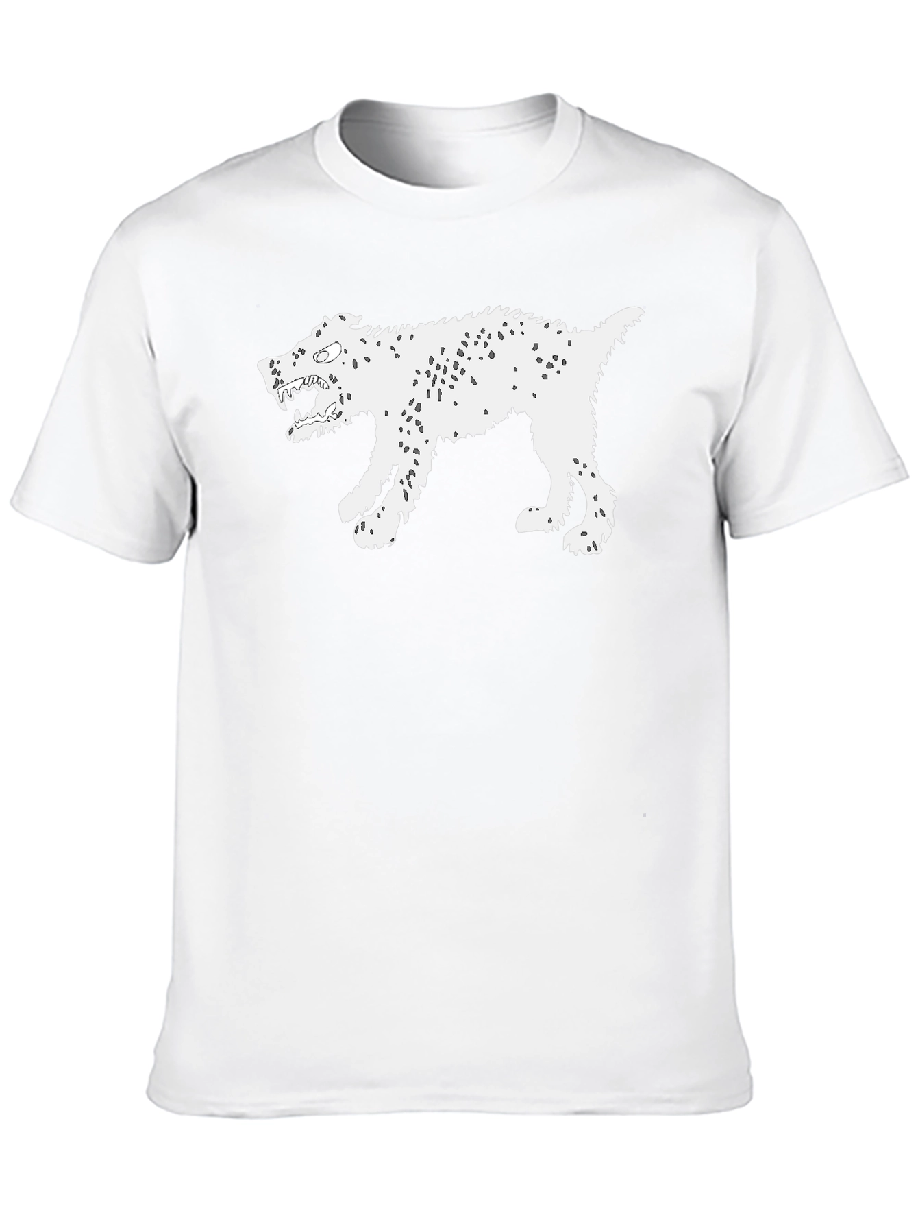 Mens Black T-Shirt with White Monster Dog Graphic