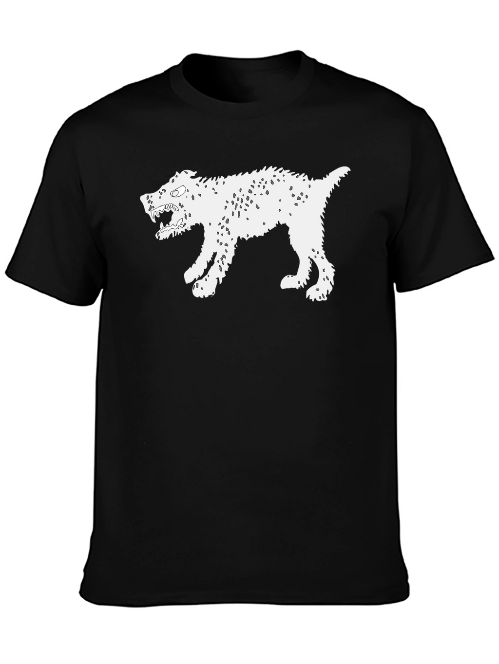 Mens Black T-Shirt with White Monster Dog Graphic
