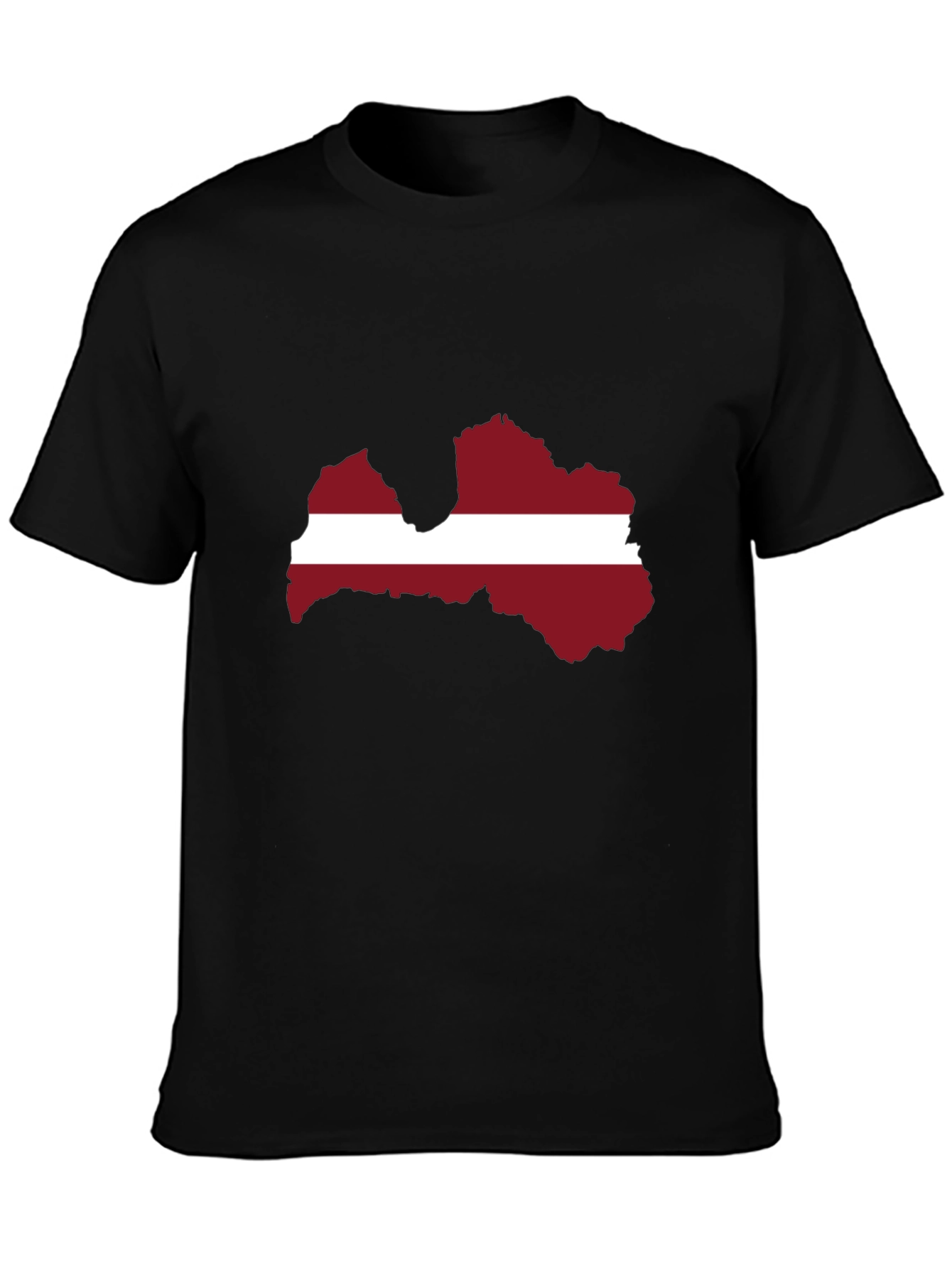 Latvia Flag Map T-Shirt - Black