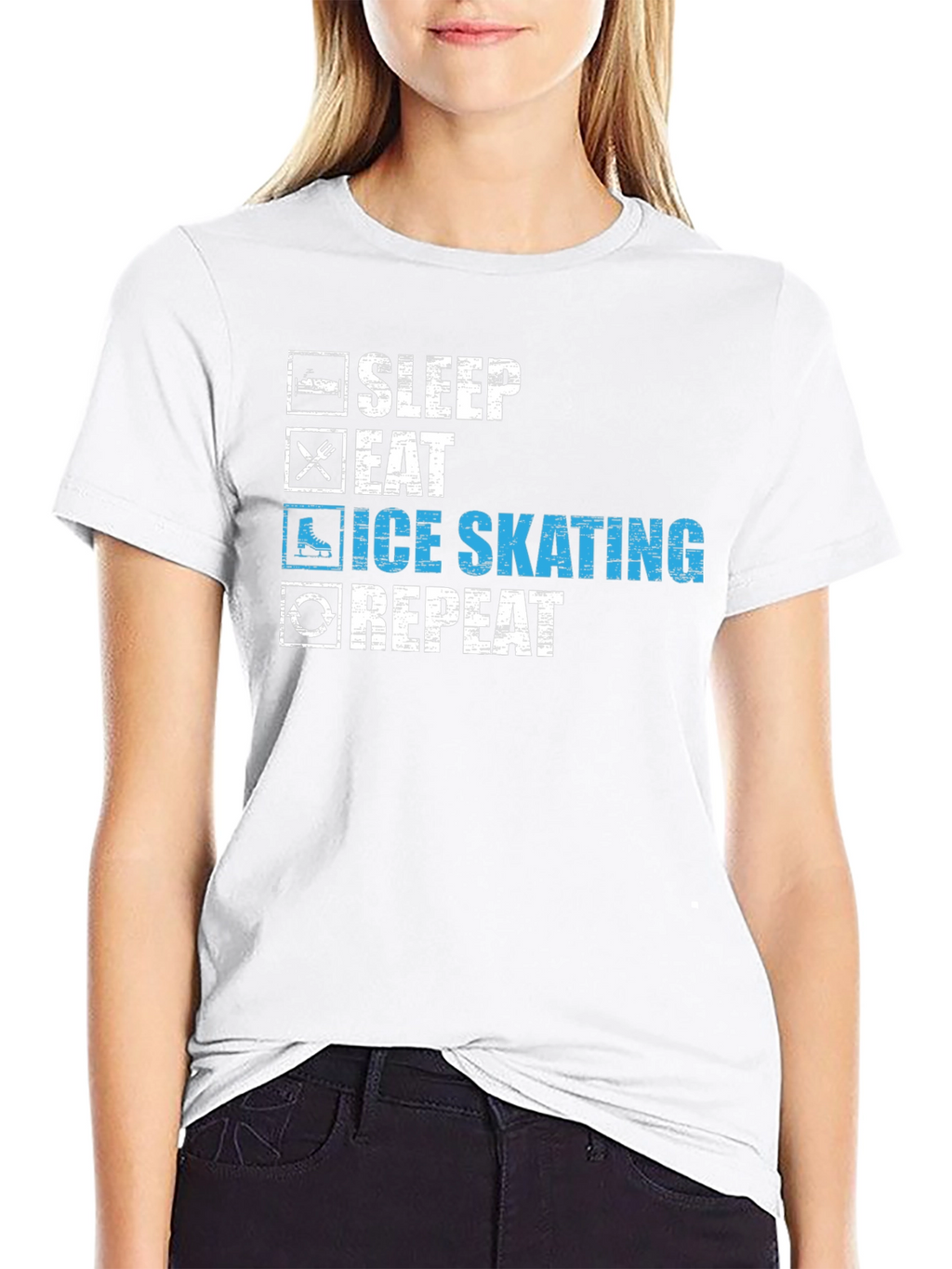 Sleep Eat Ice Skating Repeat Graphic T-Shirt