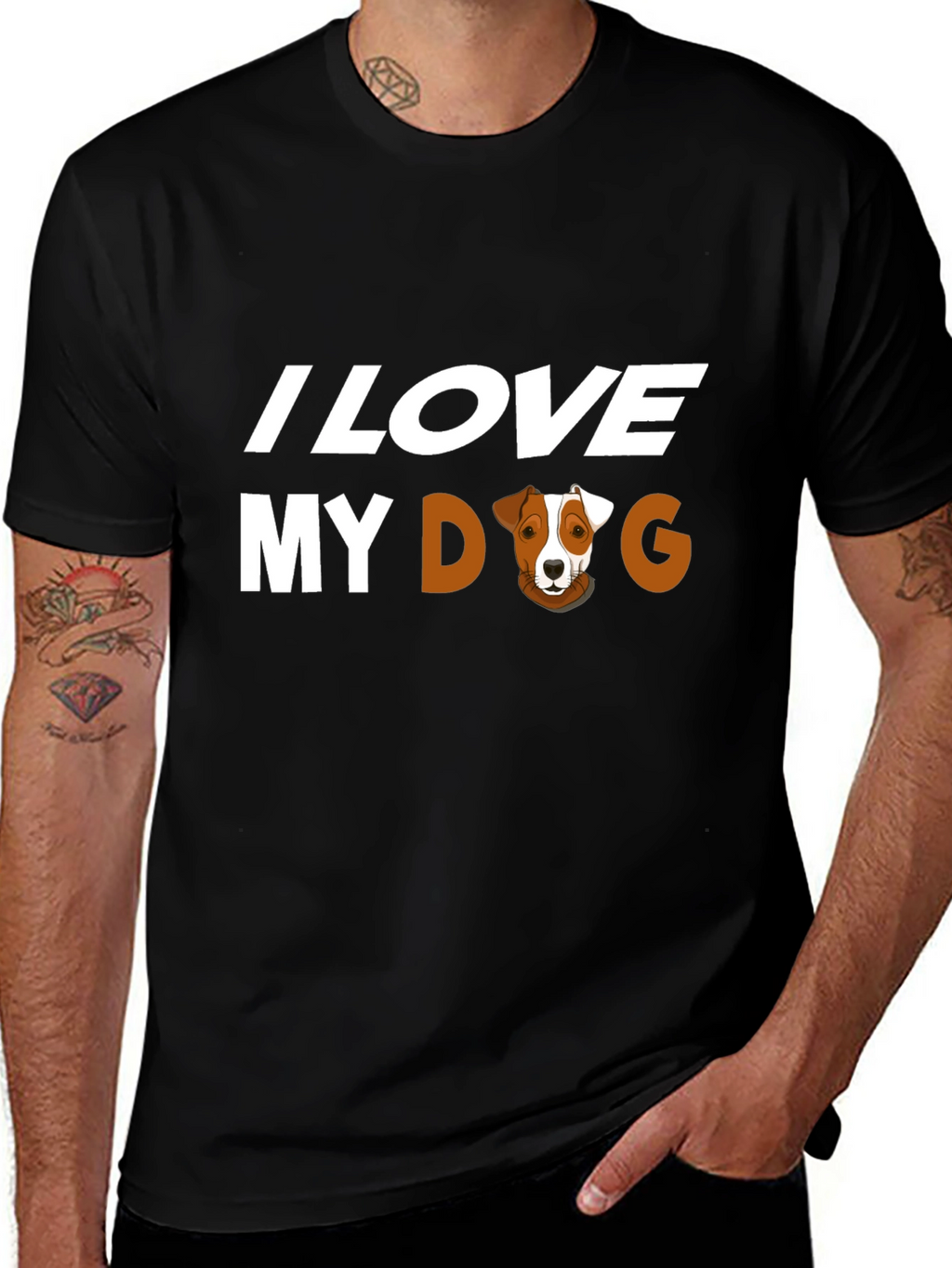I Love My Dog Graphic Tee - Black