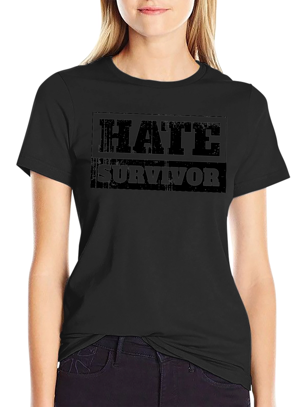 Hate Survivor Graphic Tee - Black Cotton T-Shirt