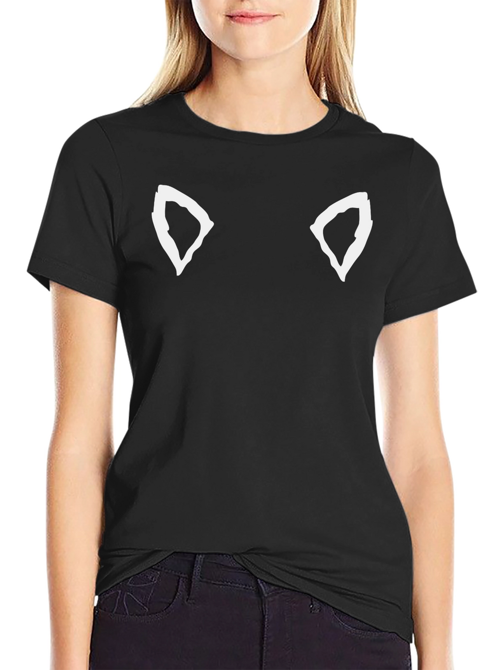 Cool Cat Ear Tee - Black Graphic T-Shirt