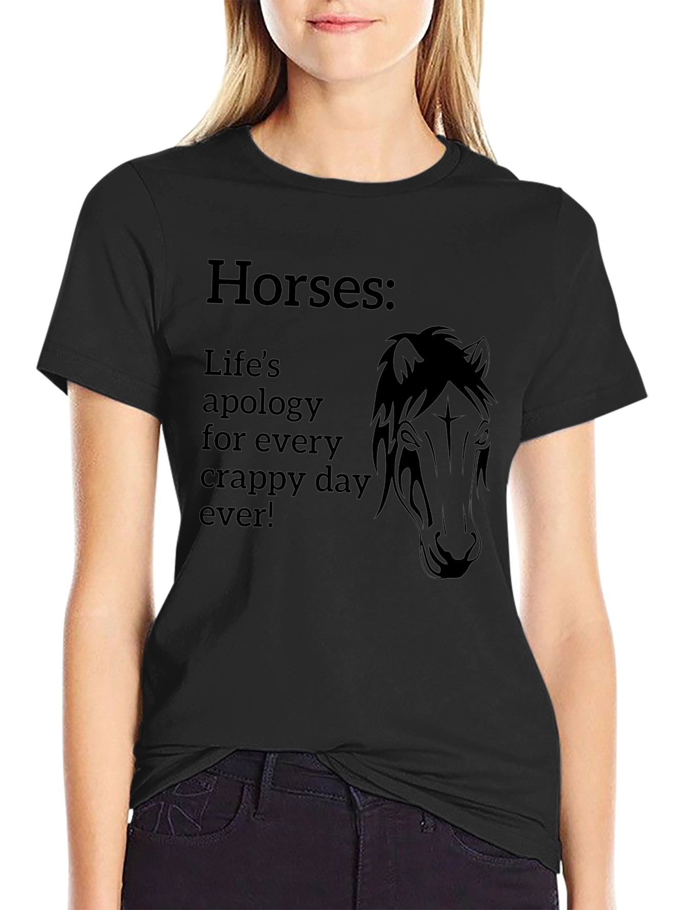 Horses: Lifes Apology Black Graphic Tee