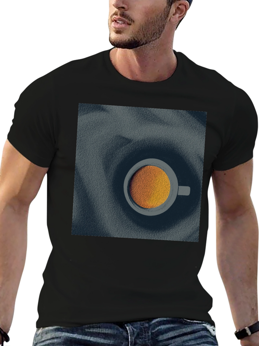 Modern Coffee Cup Graphic Tee - Unisex Black T-Shirt
