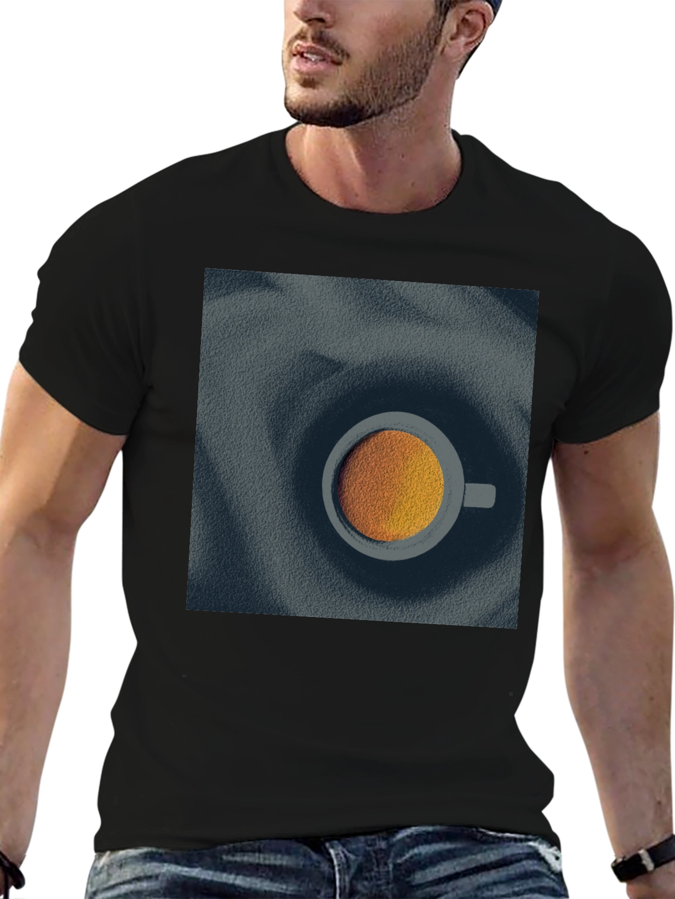 Modern Coffee Cup Graphic Tee - Unisex Black T-Shirt