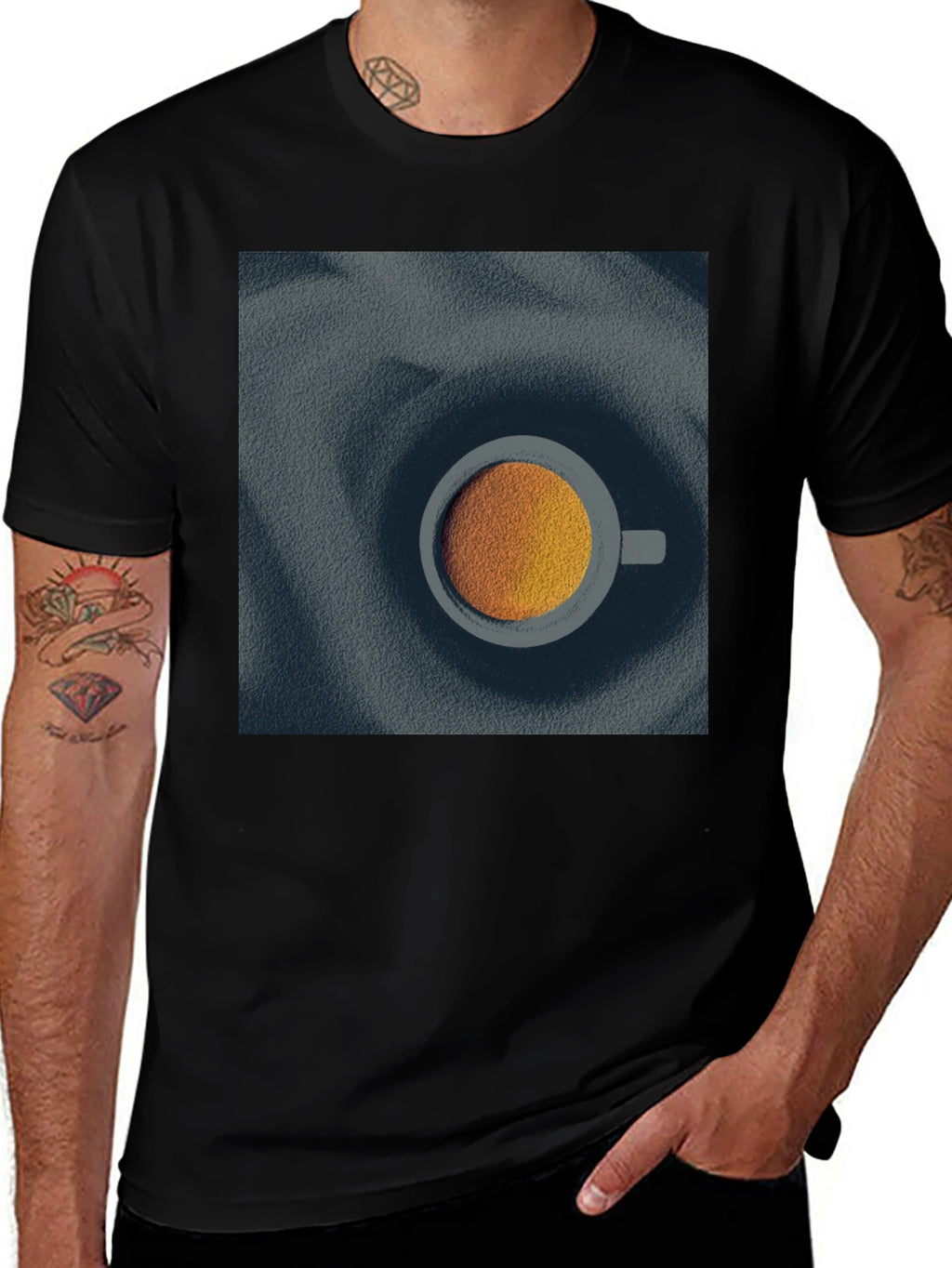 Modern Coffee Cup Graphic Tee - Unisex Black T-Shirt
