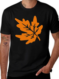Autumn Leaf Graphic Tee - Black Casual T-Shirt