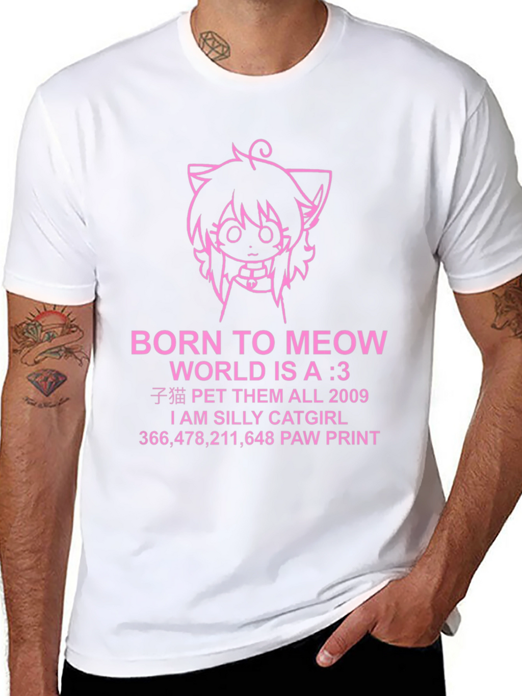 Born to Meow Anime Catgirl T-Shirt