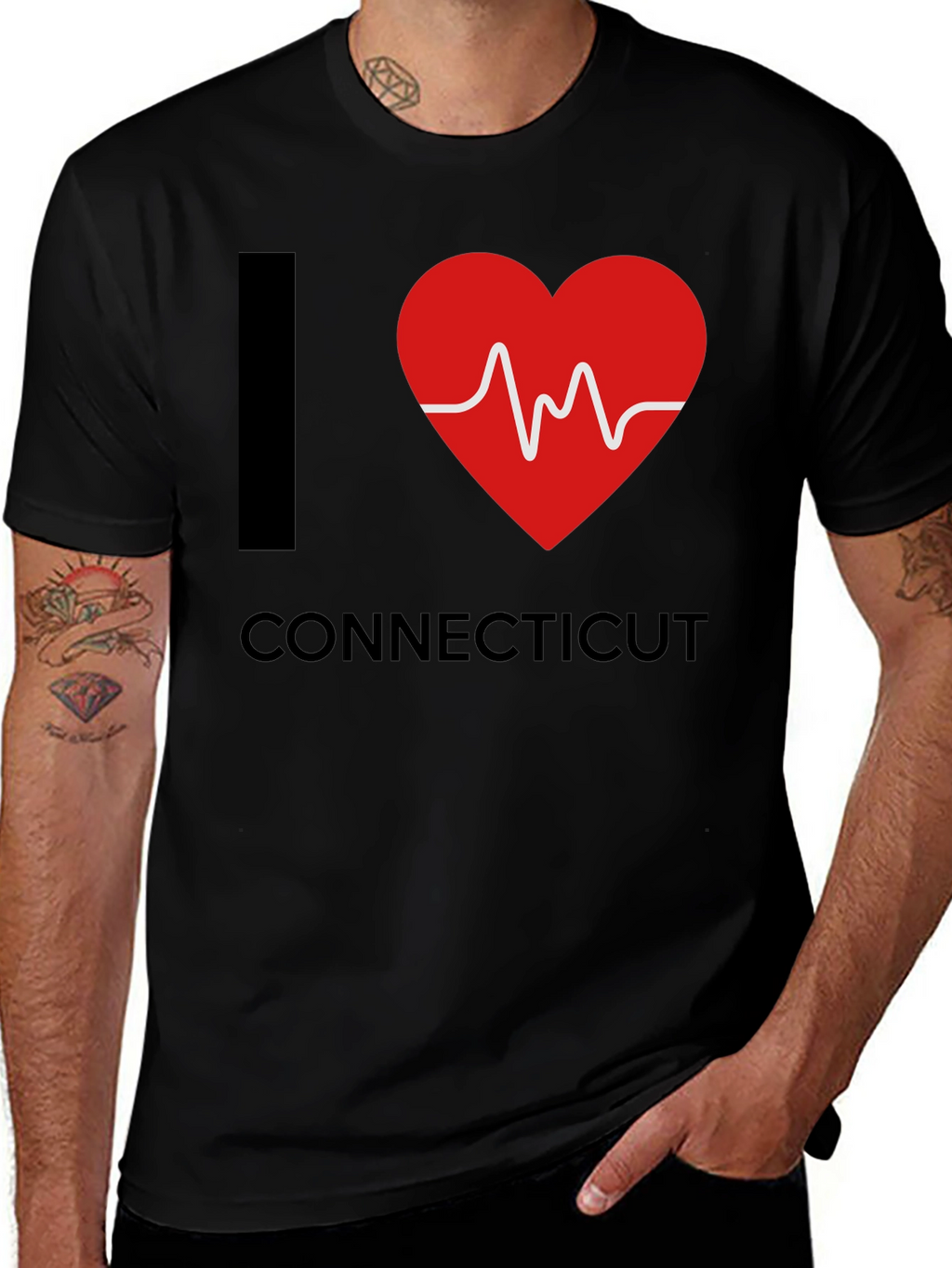 I Heart Connecticut Graphic Tee - Mens Black T-Shirt