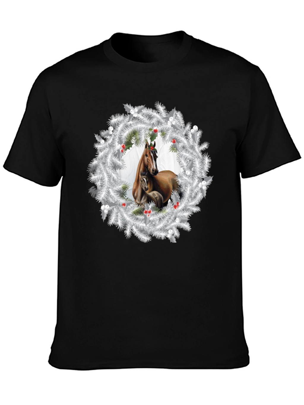 Horse Christmas Wreath T-Shirt