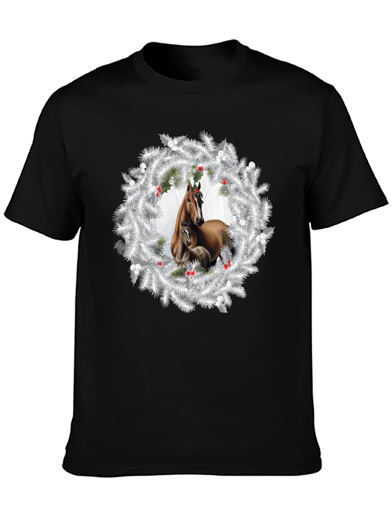 Horse Christmas Wreath T-Shirt
