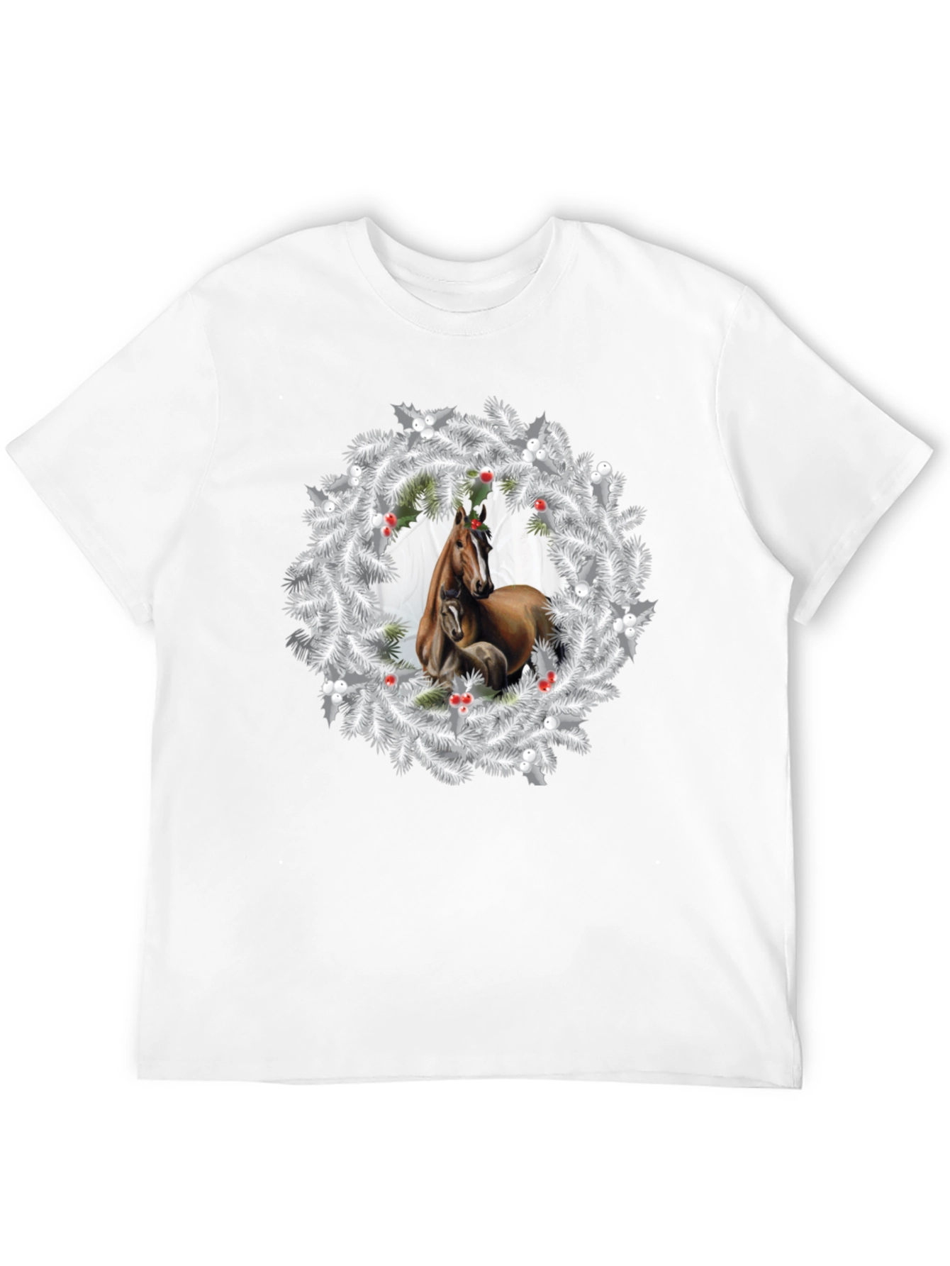 Horse Christmas Wreath T-Shirt