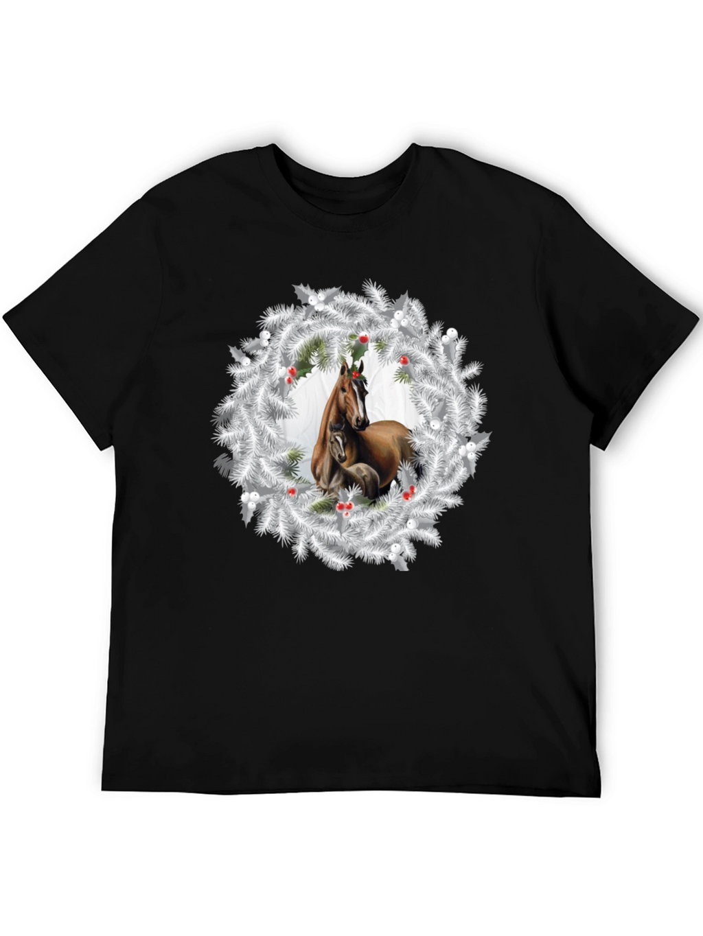 Horse Christmas Wreath T-Shirt