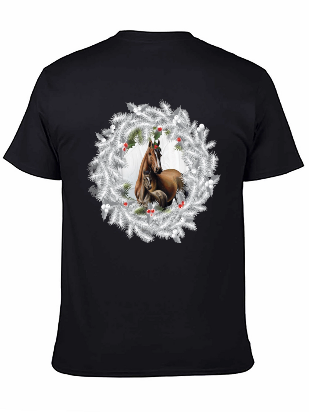 Horse Christmas Wreath T-Shirt