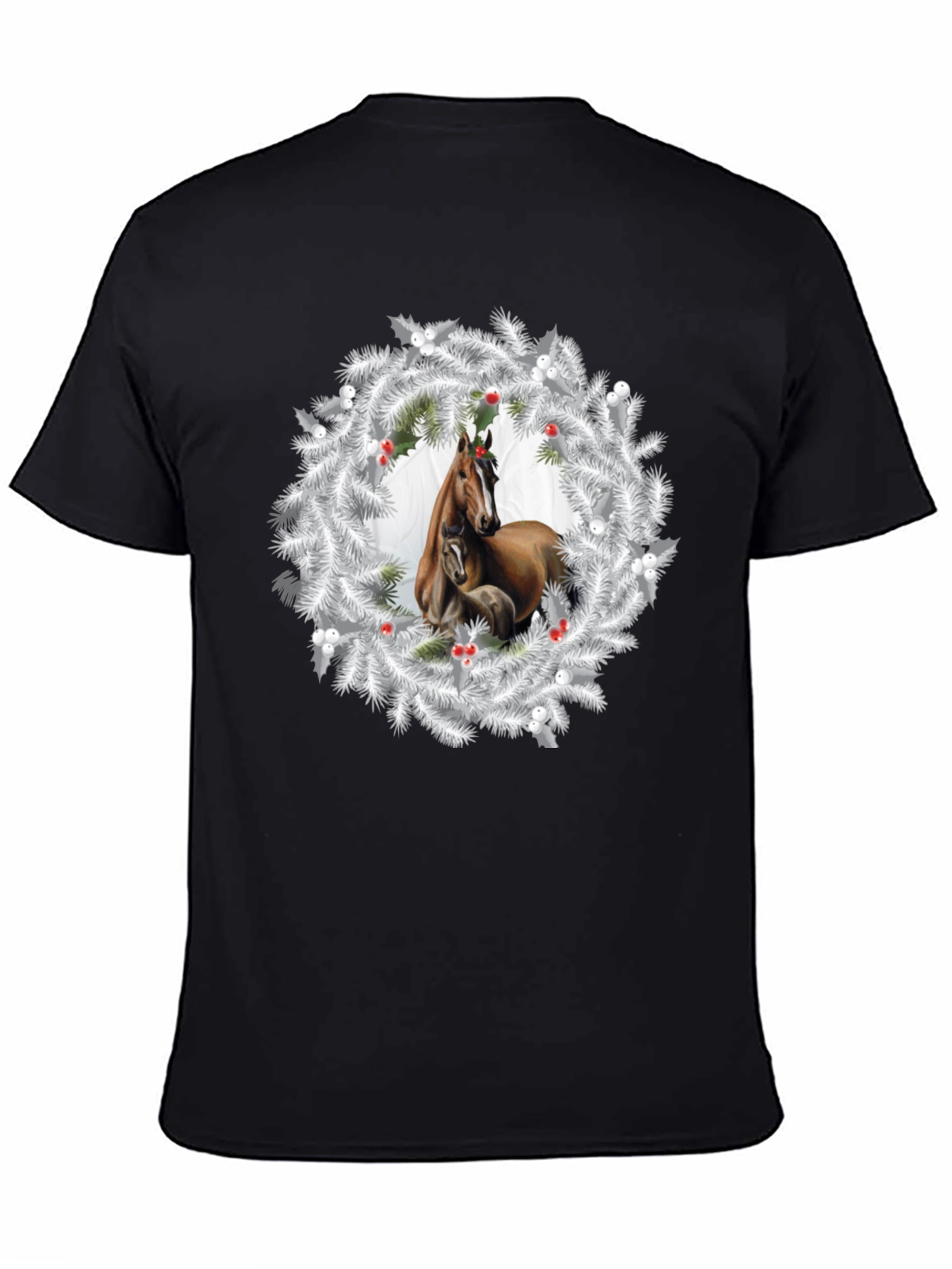 Horse Christmas Wreath T-Shirt