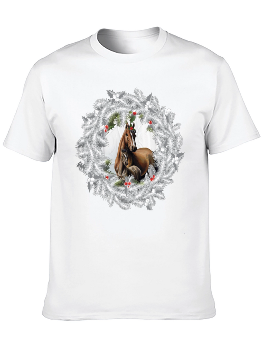 Horse Christmas Wreath T-Shirt