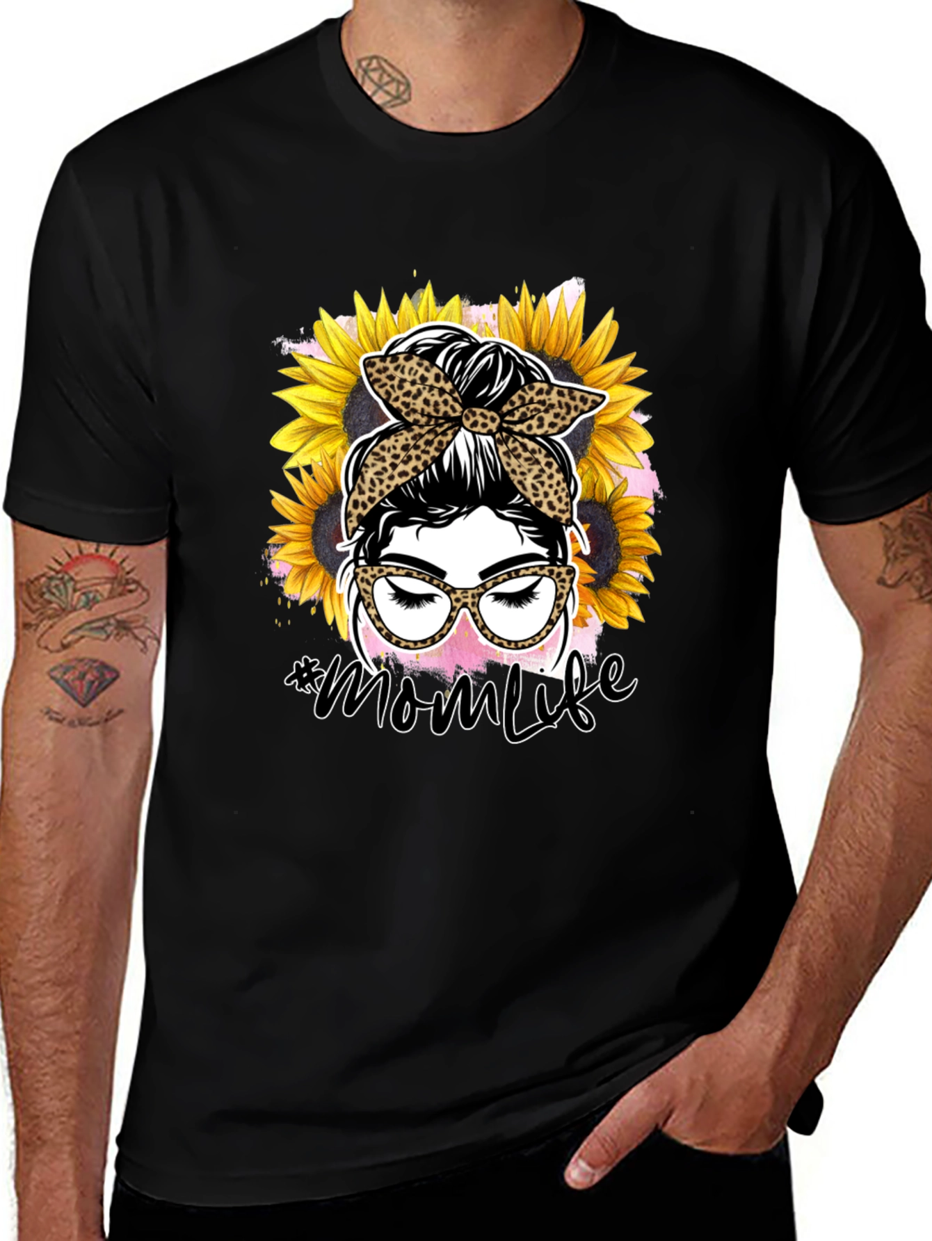 Mom Life Leopard Sunflower Graphic Tee