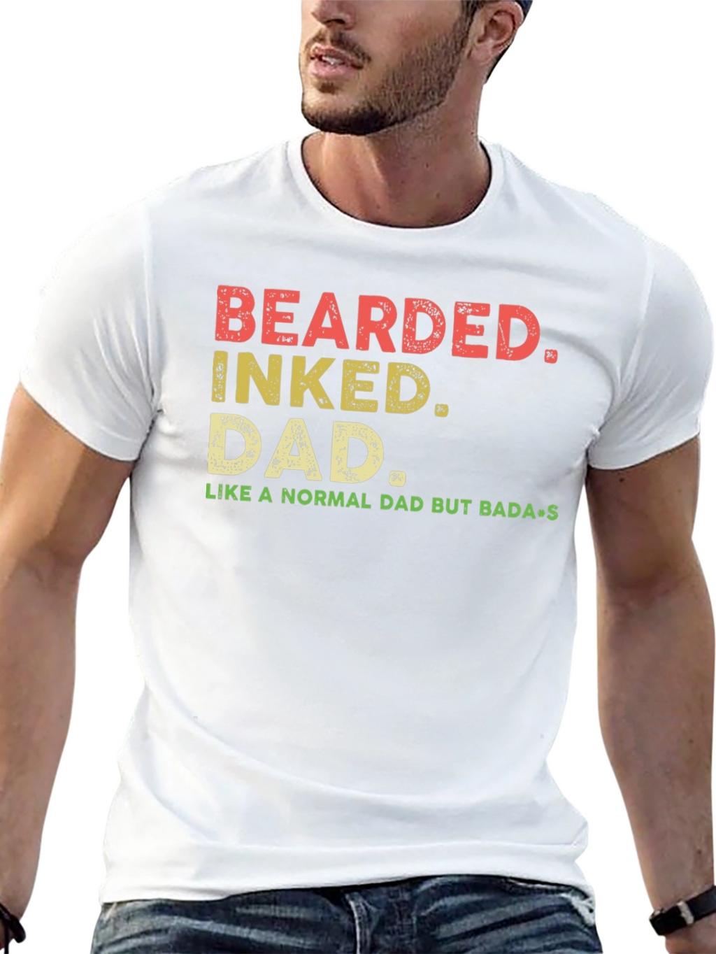 Bearded Inked Dad T-Shirt - Badass Fathers Day Gift