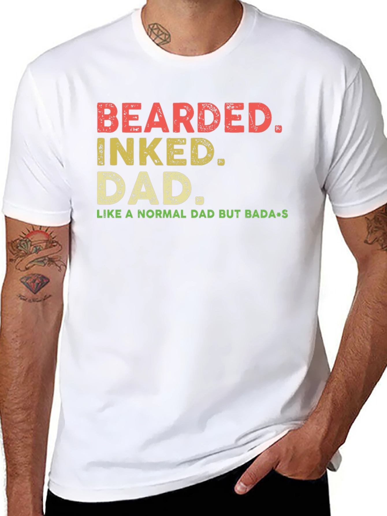 Bearded Inked Dad T-Shirt - Badass Fathers Day Gift