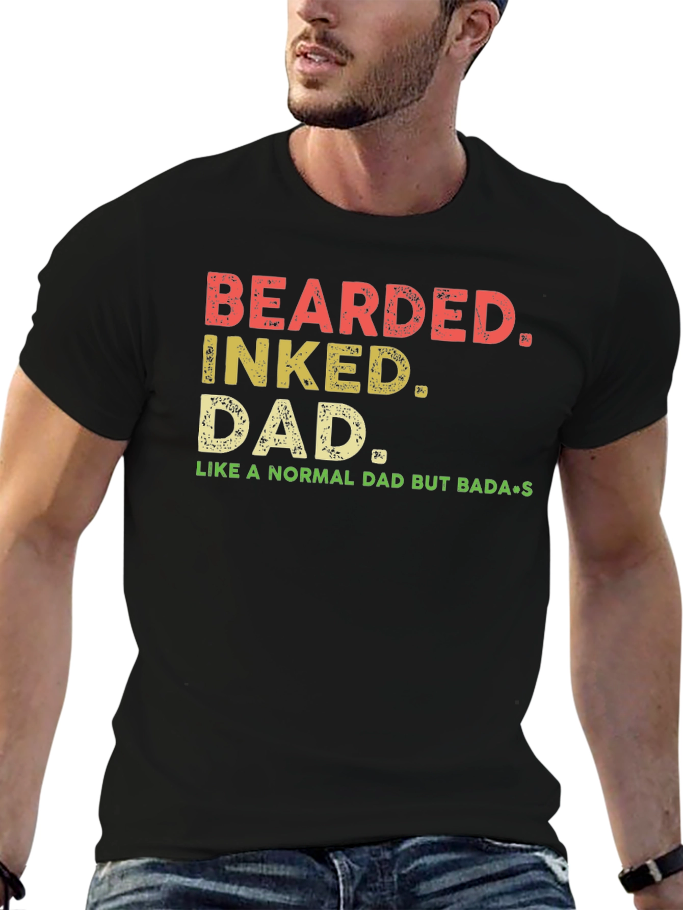 Bearded Inked Dad T-Shirt - Badass Fathers Day Gift