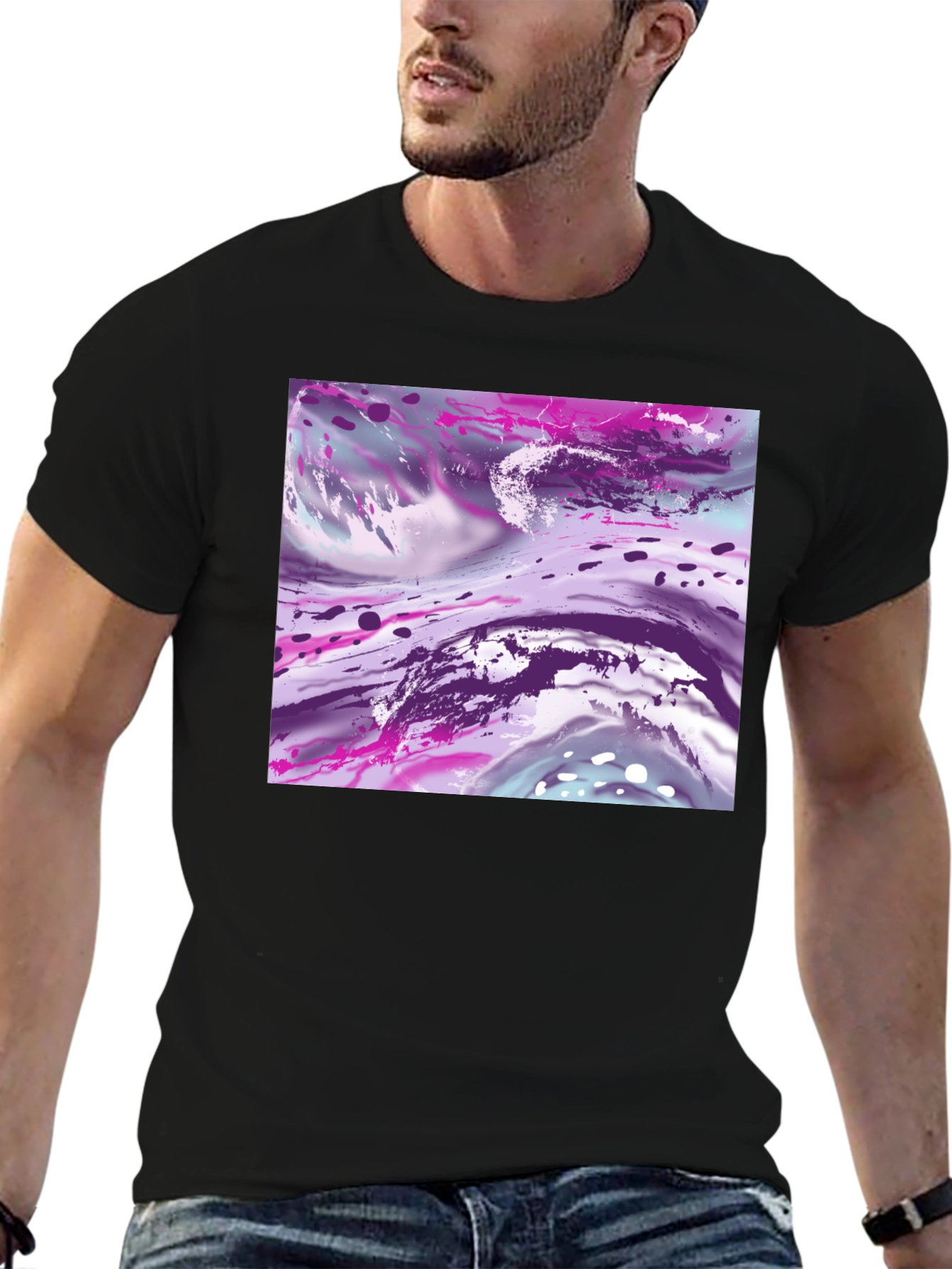 Abstract Art Print Black T-Shirt