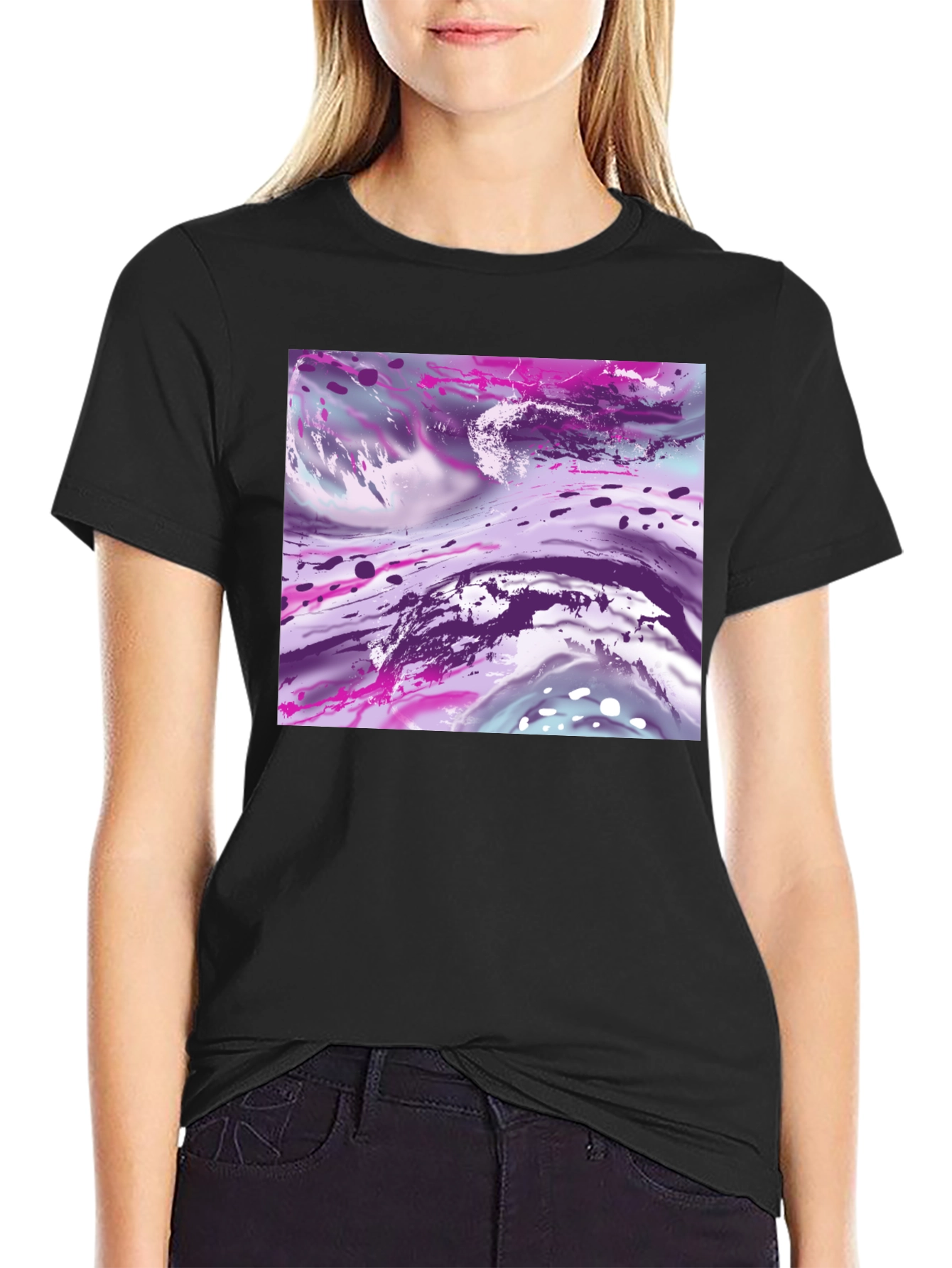 Abstract Art Print Black T-Shirt