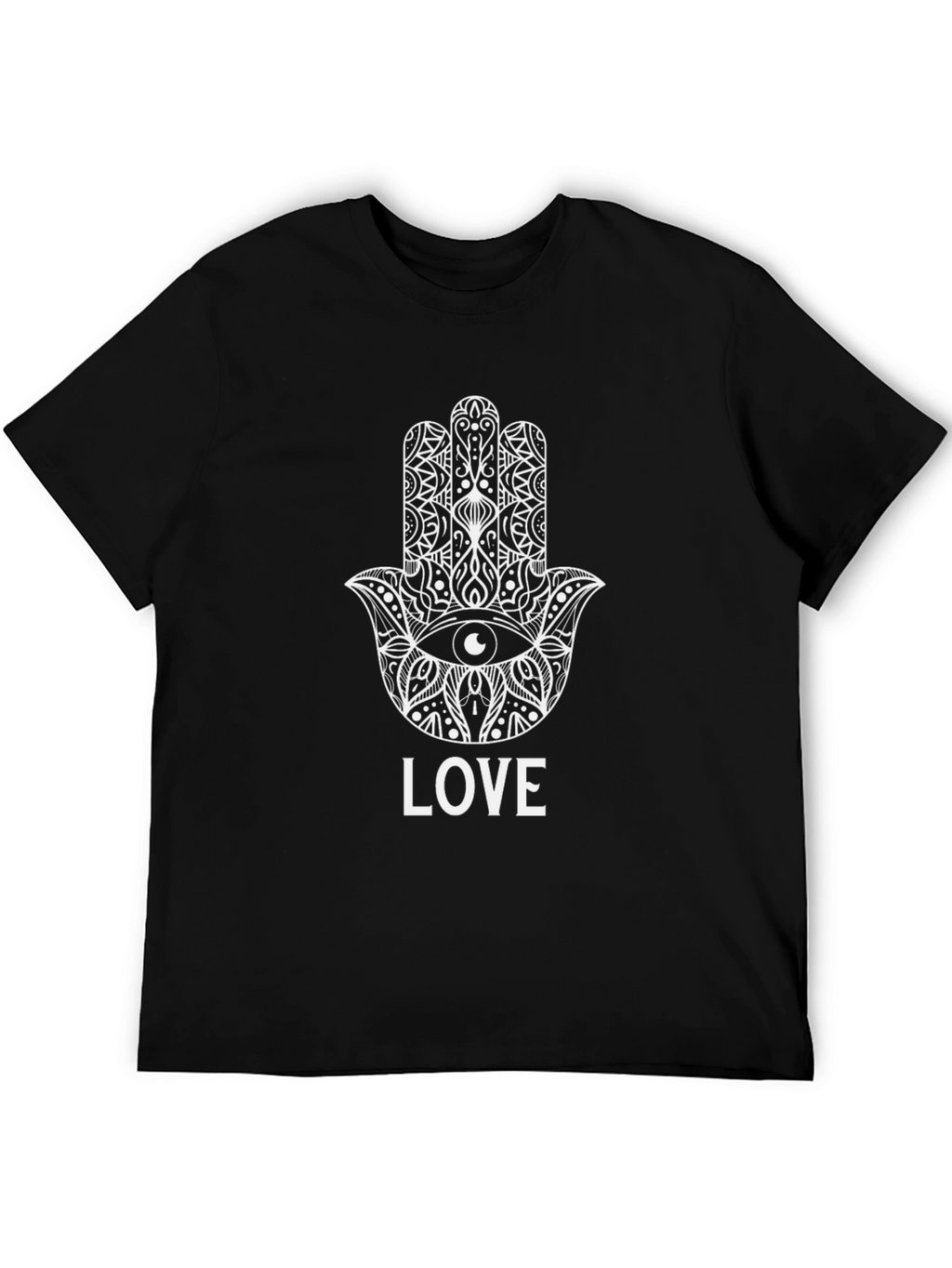 Hamsa Hand Love Print Black T-Shirt