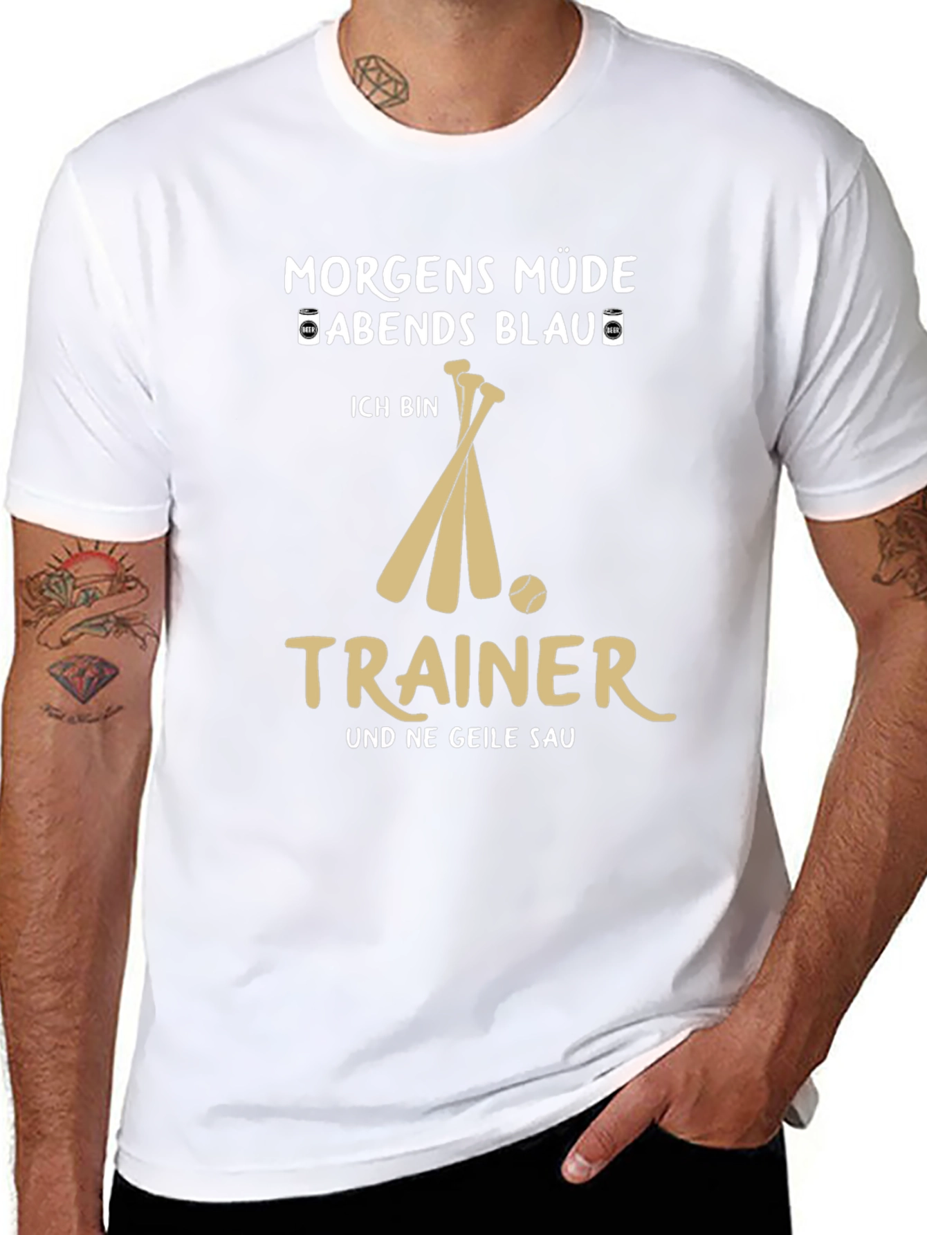 Morgens Müde Abend Blau Trainer T-Shirt