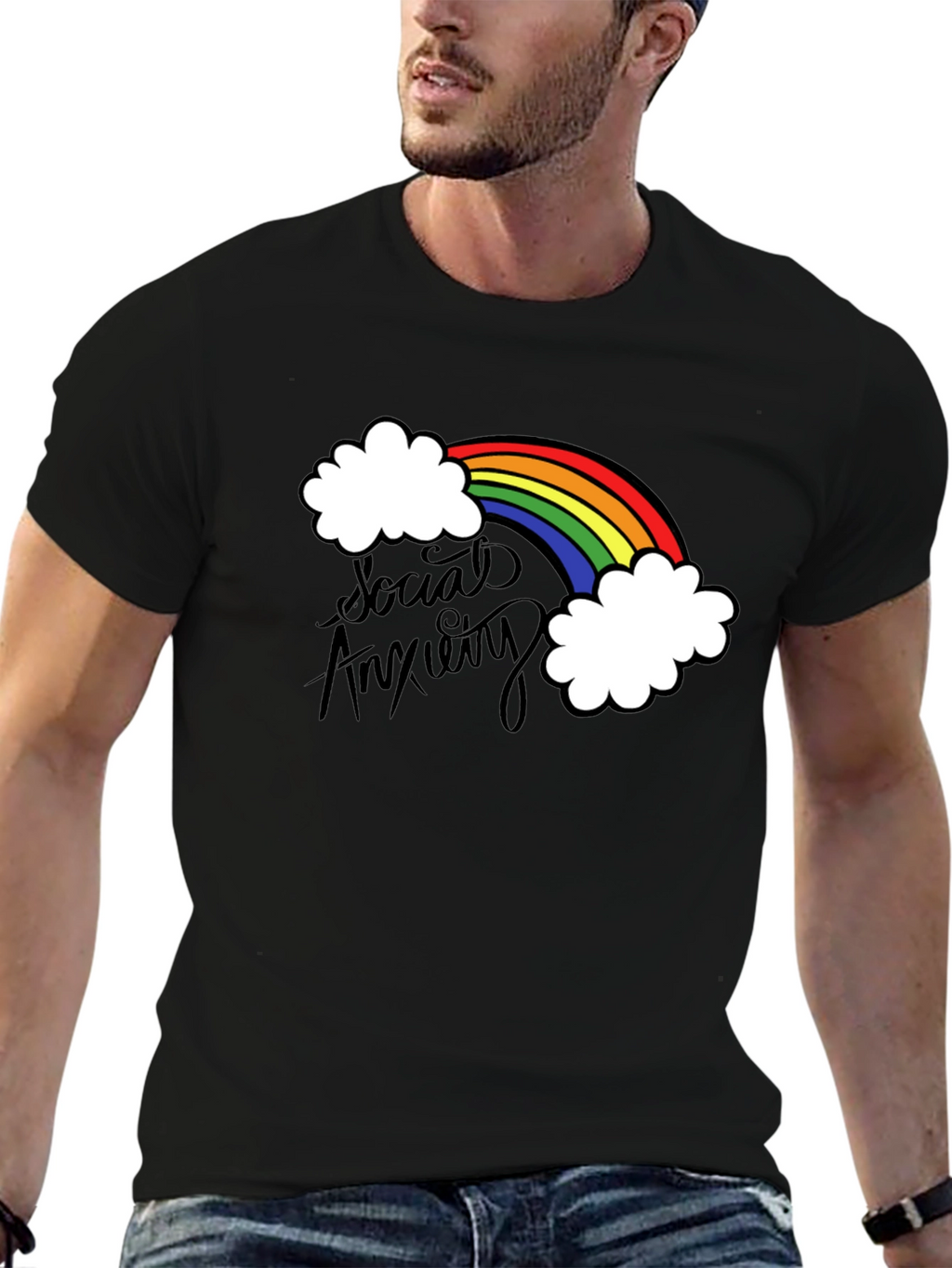 Social Anxiety Rainbow T-Shirt - Soft Cotton Tee