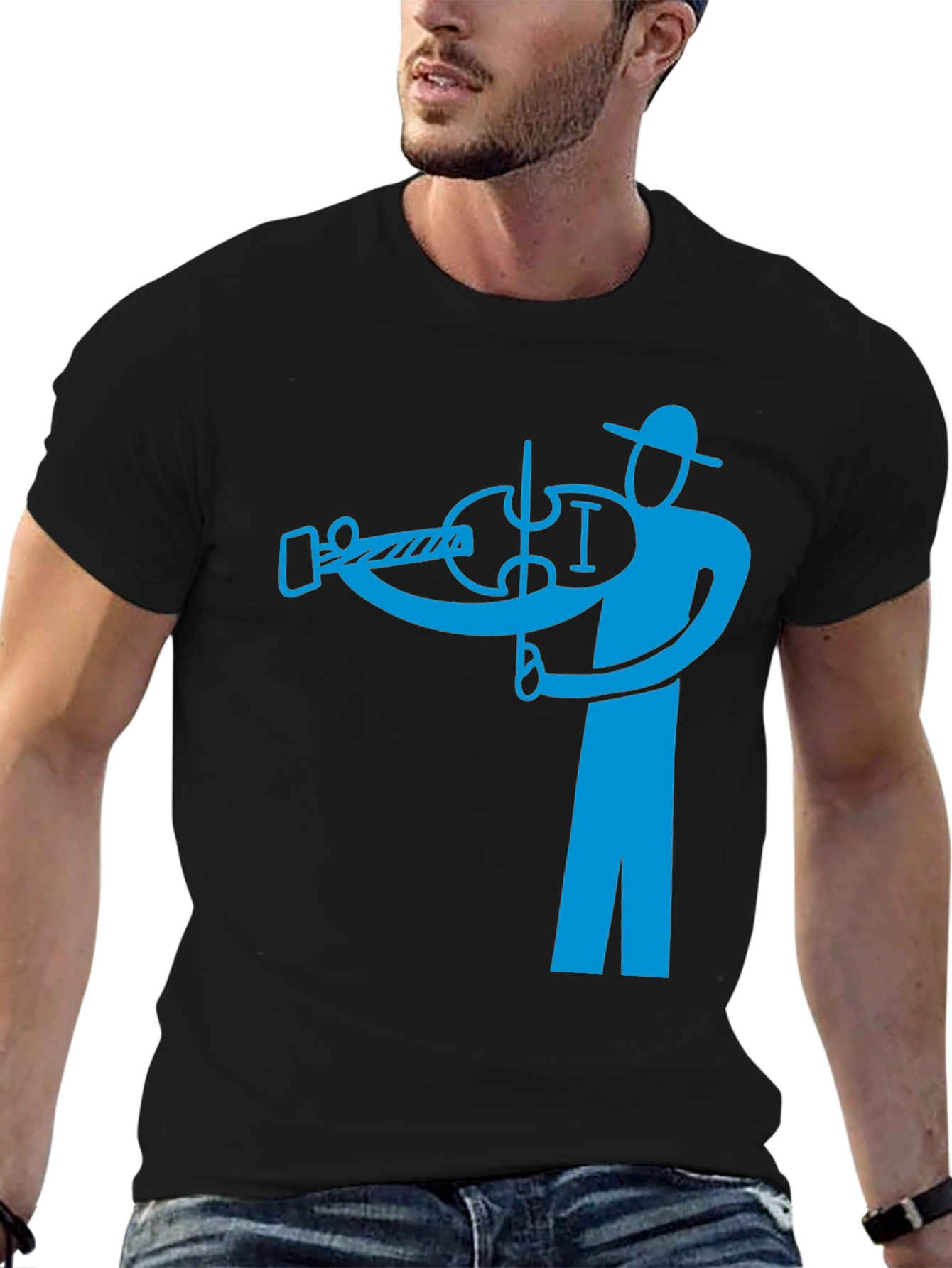 Violinist Graphic Tee - Black Cotton Blend Shirt
